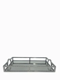 Rectangle Arch Handle Tray Silver Small