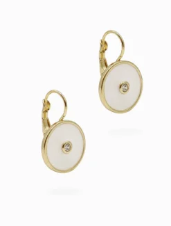 Round Enamel Crystal Hooks White