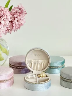 Round Jewellery Case Blue
