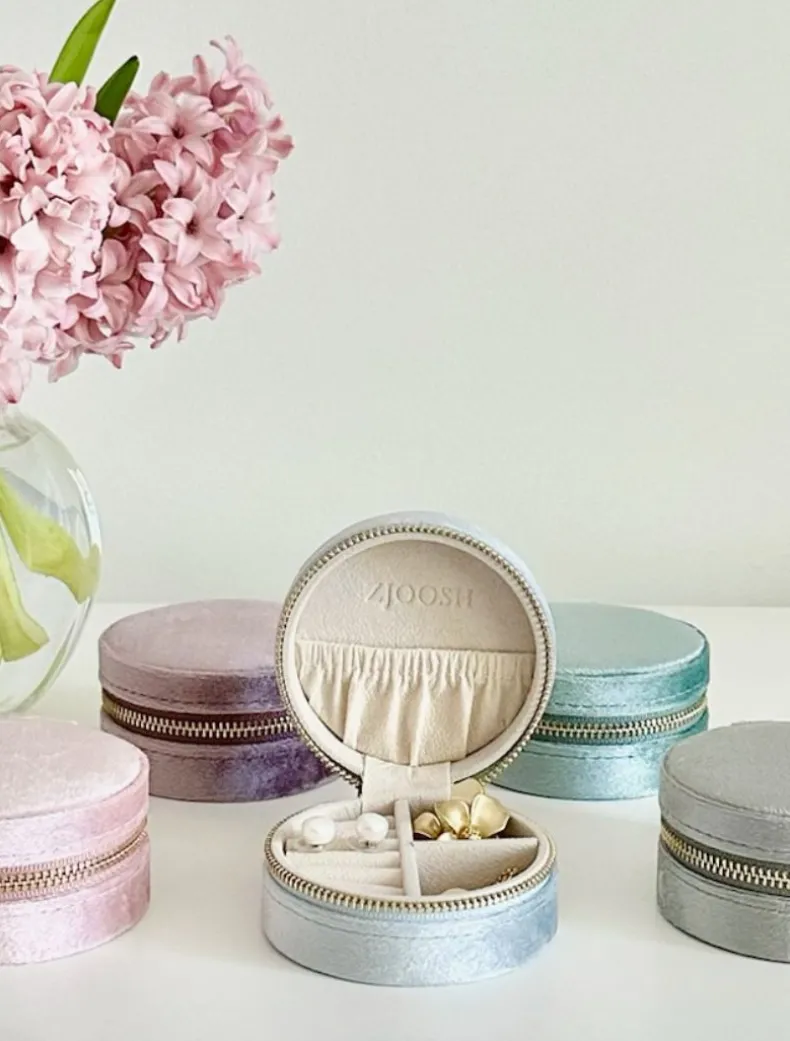 Round Jewellery Case Blue