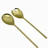 Salad Servers Ribbed Gold