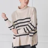 Samantha Striped Knit Ecru Black