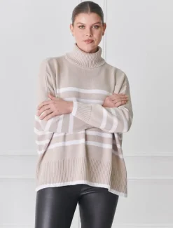 Samantha Striped Knit Ecru White