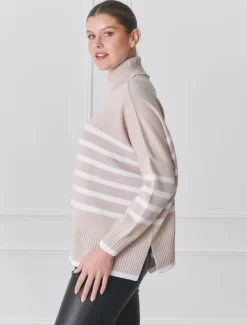Samantha Striped Knit Ecru White