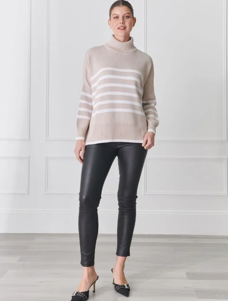 Samantha Striped Knit Ecru White