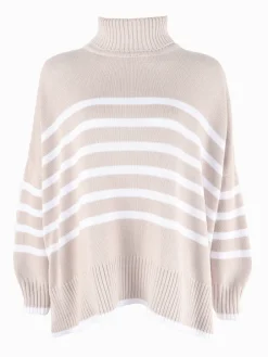 Samantha Striped Knit Ecru White