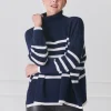 Samantha Striped Knit Navy White