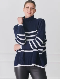 Samantha Striped Knit Navy White