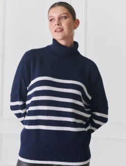 Samantha Striped Knit Navy White