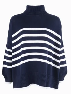 Samantha Striped Knit Navy White