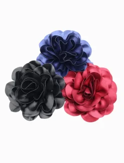 Satin Flower Brooch Black