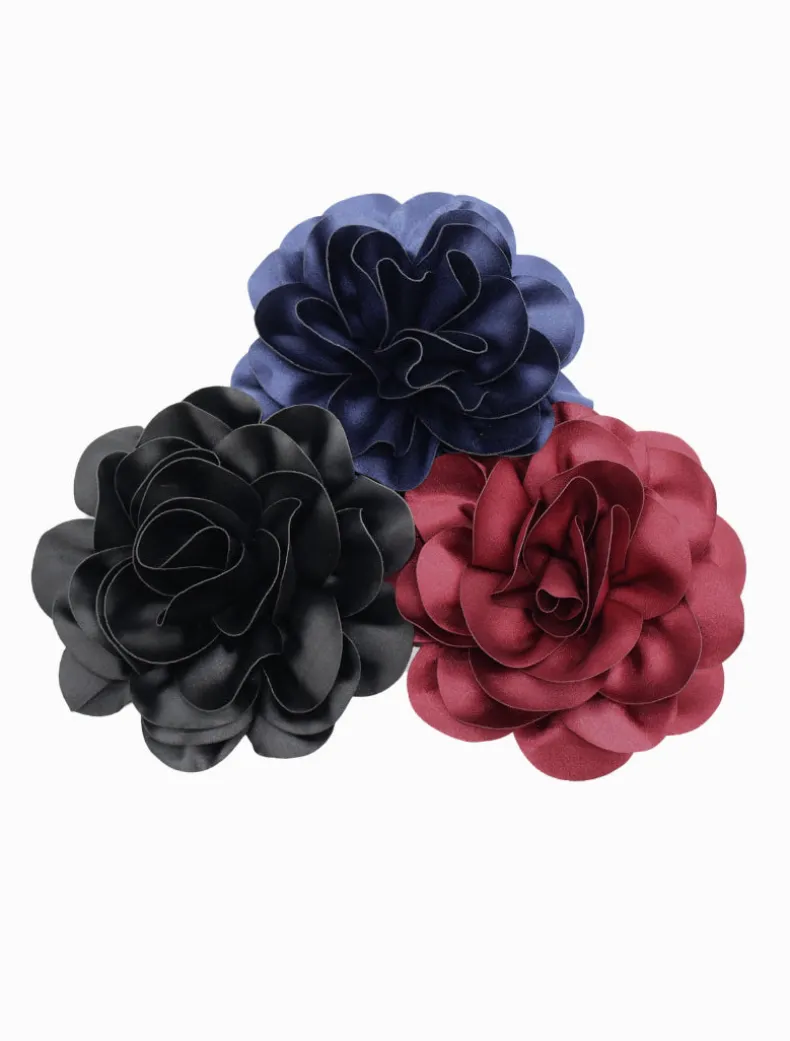 Satin Flower Brooch Merlot