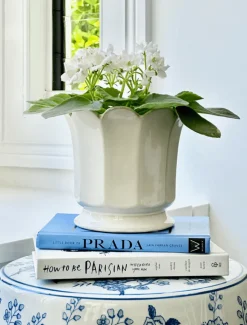 Scalloped Pot White Large