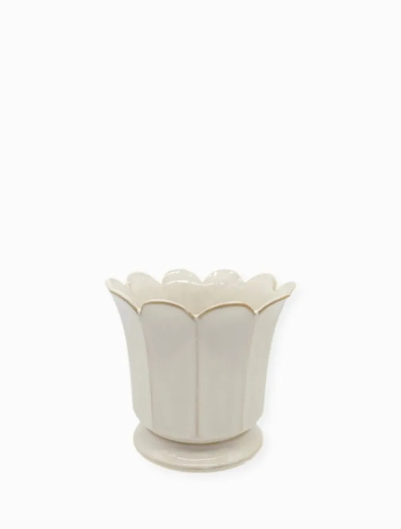 Scalloped Pot White Small