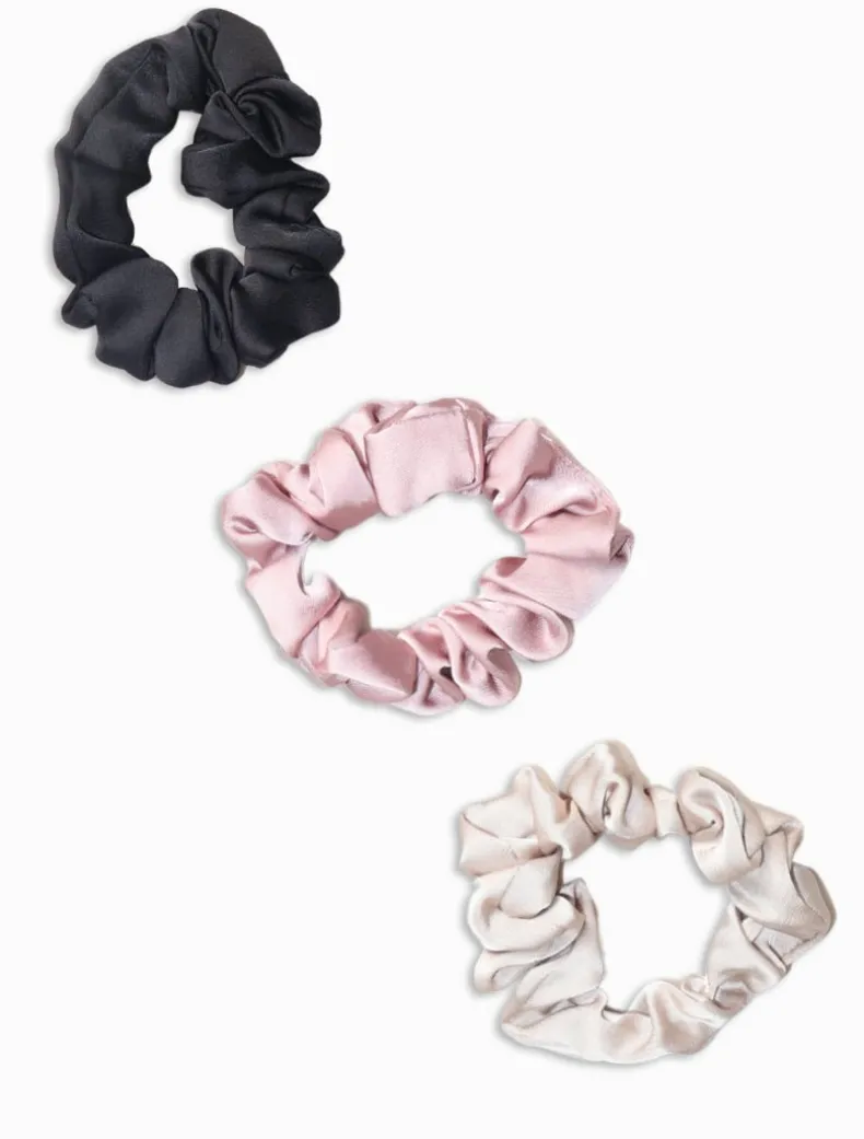 Scrunchie Set of 3 Black Pink Ivory