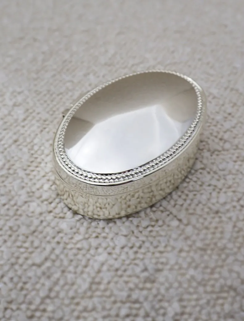 Silver Plated Oval Beaded Box