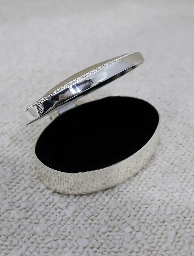 Silver Plated Oval Beaded Box