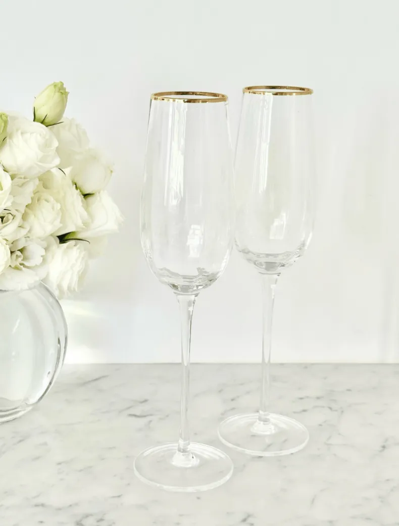 Soiree Crystal Champagne Flutes Clear (Set of 2)