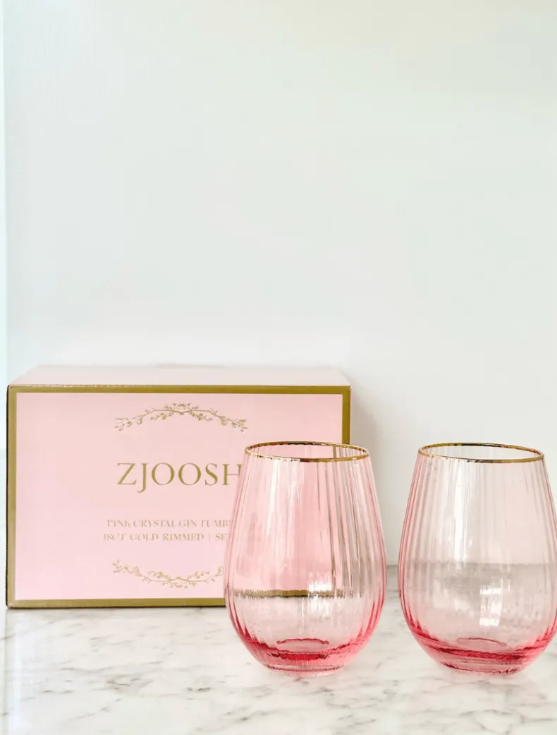 Soiree Crystal Gin Tumblers Pink (Set of 2)