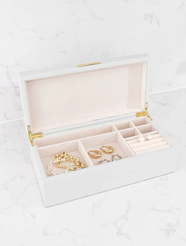 Stacking Lacquered Jewellery Box White Large