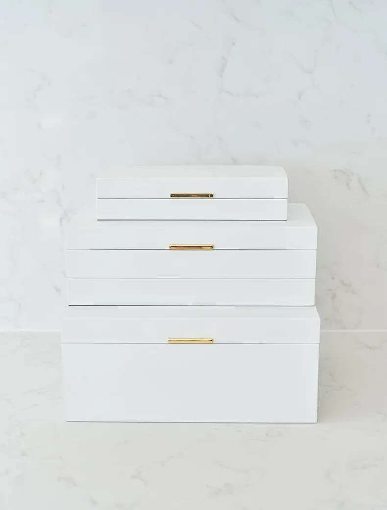 Stacking Lacquered Jewellery Box White Large