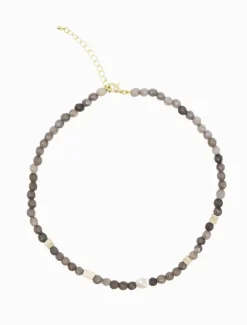 Stone and Pearl Necklace Grey