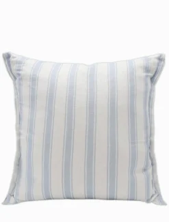 Stripes Linen Cushion Light Blue
