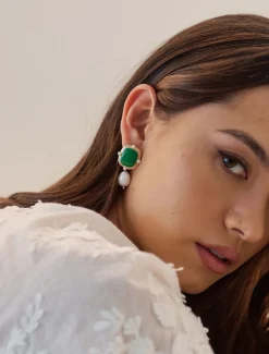 Symposium Emerald Pearl Drop Earrings