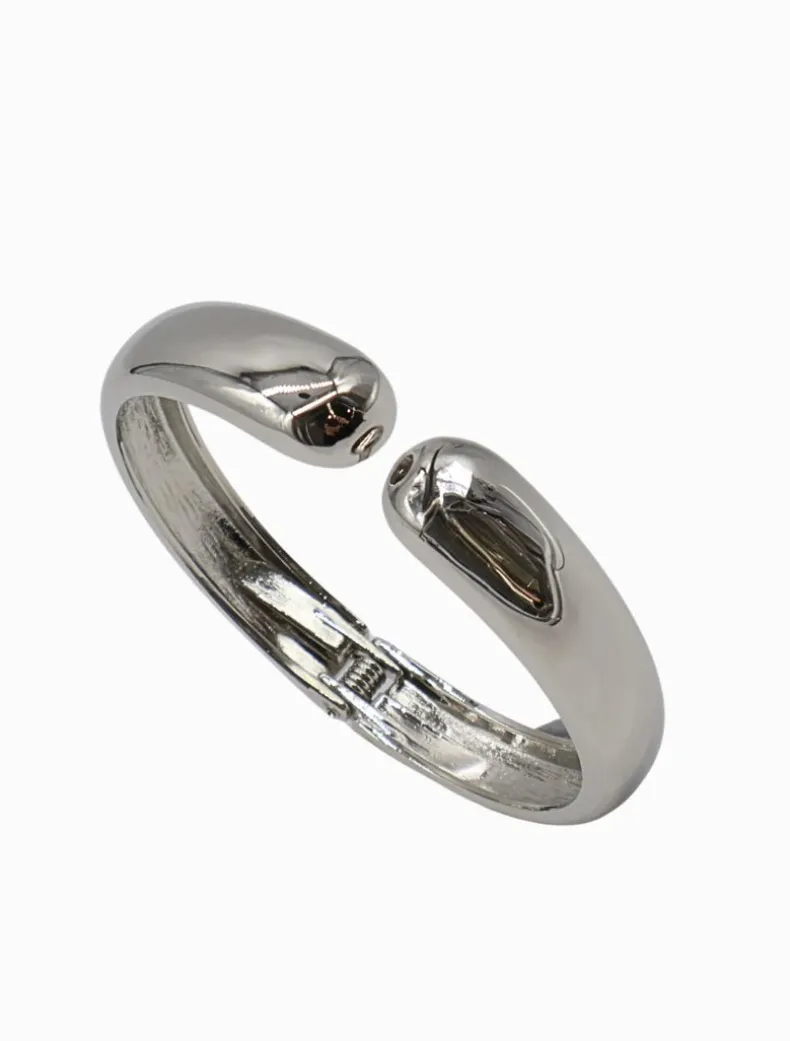 Tear Drop Hinge Bangle Silver