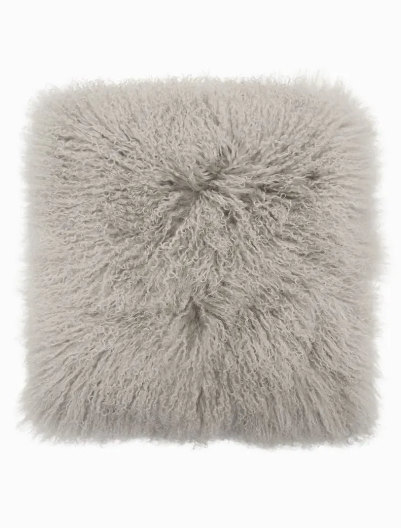Tibetan Fur Cushion Grey