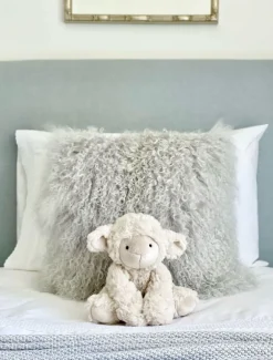 Tibetan Fur Cushion Grey