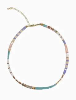 Tila Necklace Nude and Turquoise