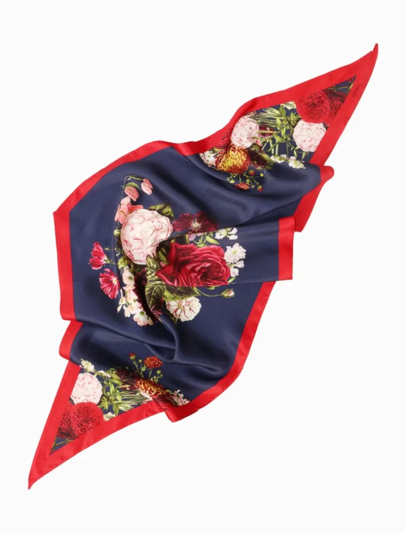 Trapezoid Scarf Floral Navy