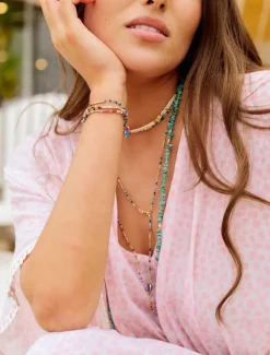 Turquoise and Gold Long Necklace