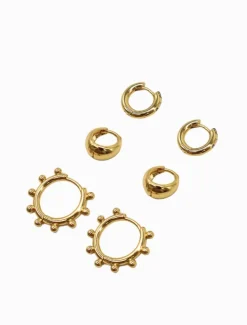 Varied Trio Of Hoops Gold