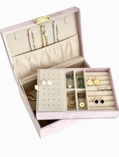 Velvet Jewellery Box Pink