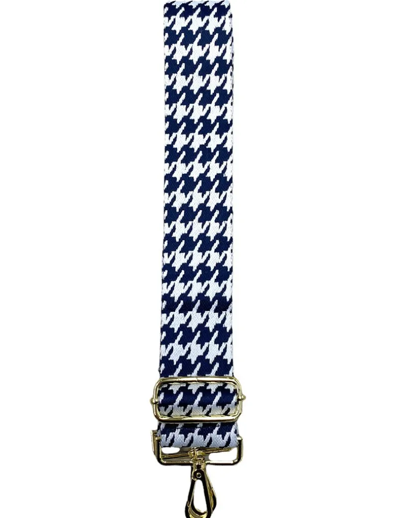 Webbing Bag Strap Houndstooth Navy White