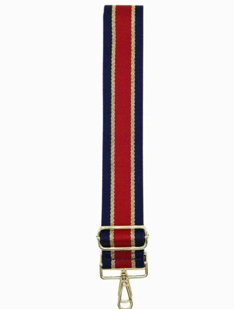 Webbing Bag Strap Navy Gold Red