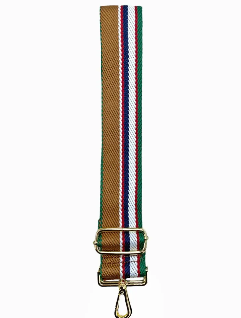 Webbing Bag Strap Tan Navy Green