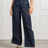 Wide Leg Linen Cargo Pant Navy - FINAL SALE